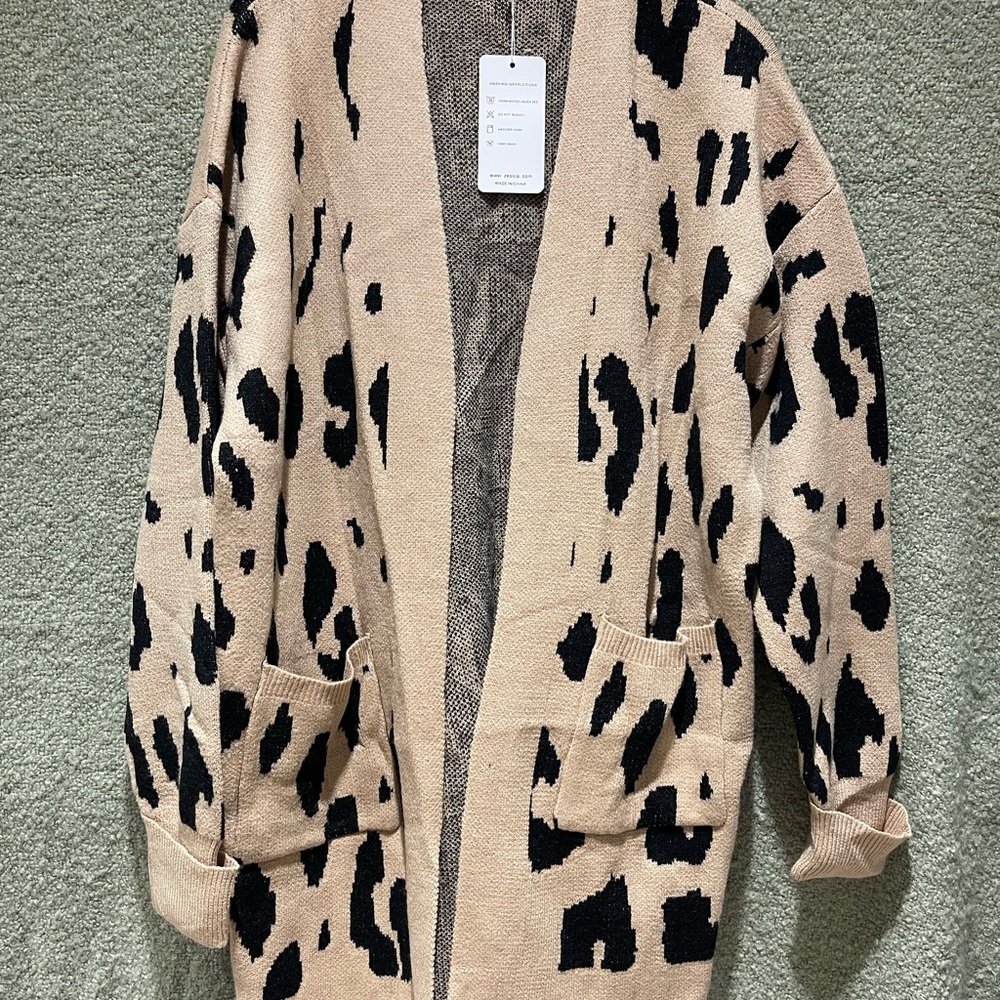 Leopard Print Beige and Black Cardigan
